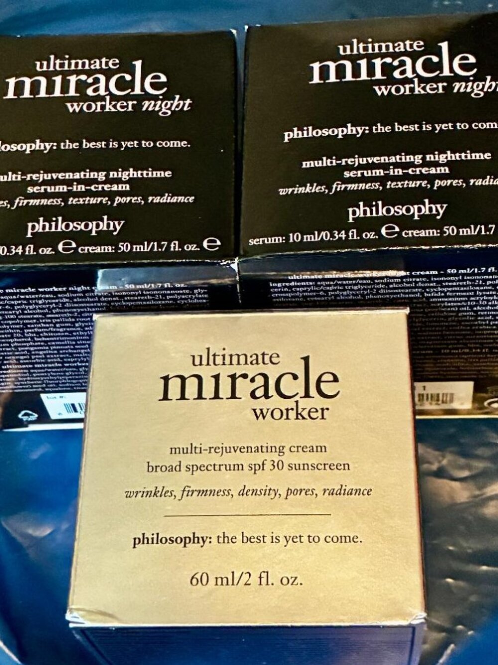 Philosophy Ultimate Miracle Worker LOT of 3 - Face/Neck Cream Day & Night NEW
